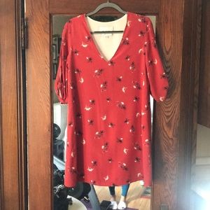 Amour Vert Red Floral Mini Dress